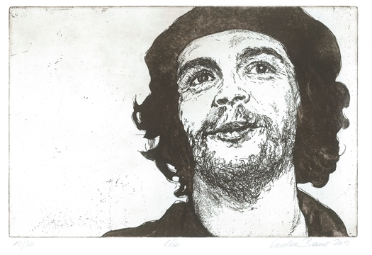 Andrea Bauer_Portraitradierung Che_2013_MV 20x30cm_xx